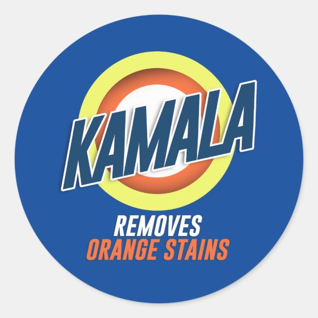 Adesivo Redondo Kamala remove manchas laranja (Frente)