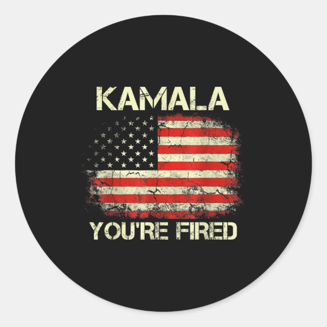 Adesivo Redondo Kamala You're Fired Funny Anti Kamala Harris Elect (Frente)