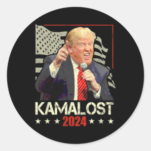 Adesivo Redondo Kamalost Kamala perdeu 2024 Trump Victory 47th Pre