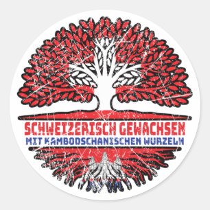 Adesivo Redondo Kambodscha Kambodschanisch Schweizer Schweiz Baum