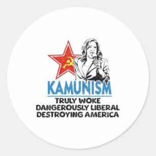 Adesivo Redondo Kammunismo Anti Kamala Vote Trump 2024 Funny Polit