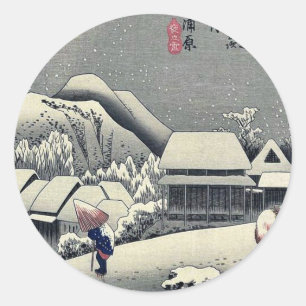 Adesivo Redondo Kanbara por Ando, Hiroshige Ukiyoe
