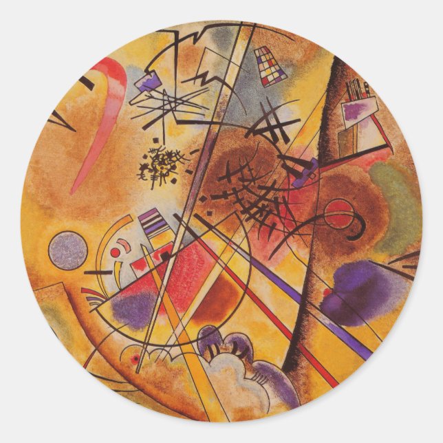 Adesivo Redondo Kandinsky Brown Yellow Red Blue (Frente)