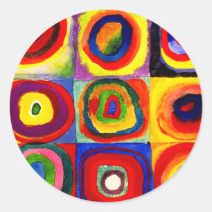 Adesivo Redondo Kandinsky Farbstudie Quadrate Esquadra Círculos de