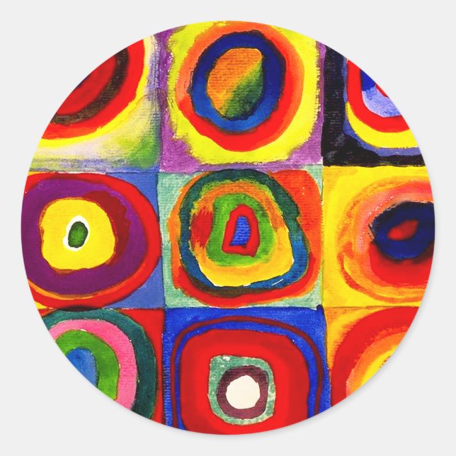 Adesivo Redondo Kandinsky Farbstudie Quadrate Esquadra Círculos de (Frente)