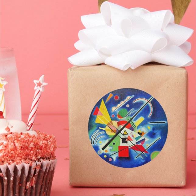 Adesivo Redondo Kandinsky - Pintura Azul, famosa trabalho de arte  (Festa)