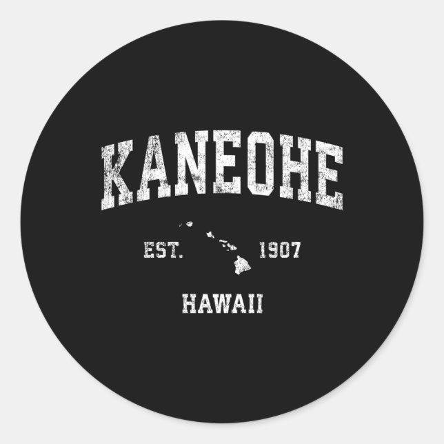 Adesivo Redondo Kaneohe Hawaii Hi Athletic Sports (Frente)