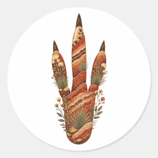 Adesivo Redondo Kangaroo Botanical Footprint Nature Sticker