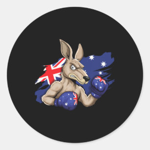 Adesivo Redondo Kangaroo Boxer Boxer Australian Flag Love Austral