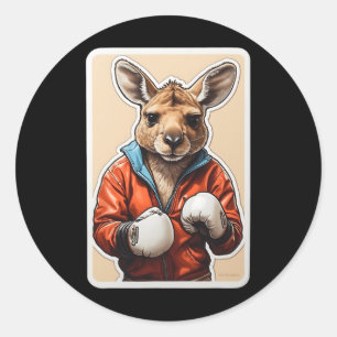 Adesivo Redondo Kangaroo Boxer Design - Reproduzindo Kangaroo Ar