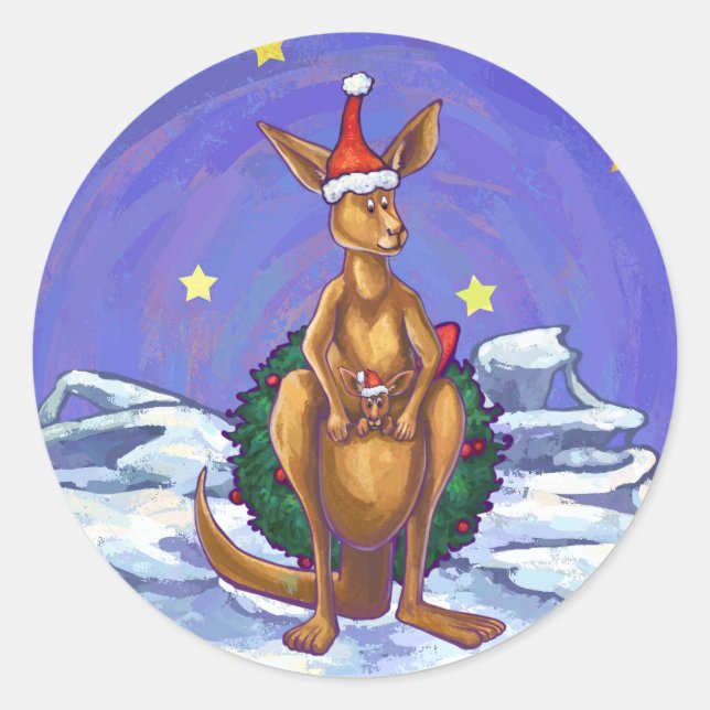 Adesivo Redondo Kangaroo Christmas StarNight (Frente)