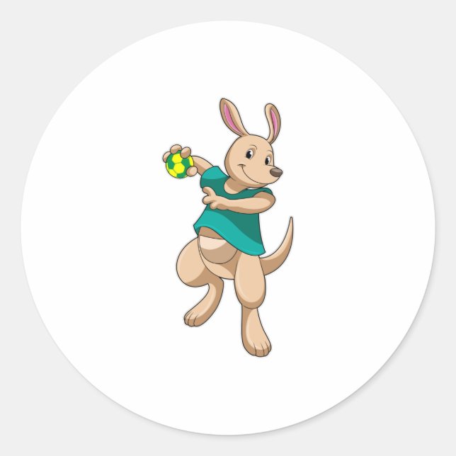 Adesivo Redondo Kangaroo como jogador de handebol com Handball (Frente)