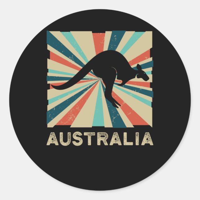 Adesivo Redondo Kangaroo da Austrália (Frente)