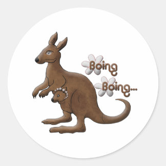 Adesivo Redondo Kangaroo e Baby Kangaroo na bolsa