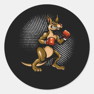 Adesivo Redondo Kangaroo Humor Boxer Animal Fun Boxer