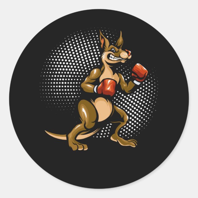 Adesivo Redondo Kangaroo Humor Boxer Animal Fun Boxer (Frente)