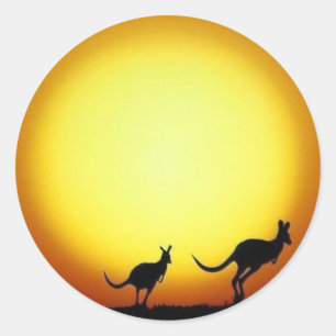 Adesivo Redondo Kangaroo Sunset Stickers