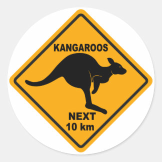 Adesivo Redondo Kangaroos Próximo 10 km