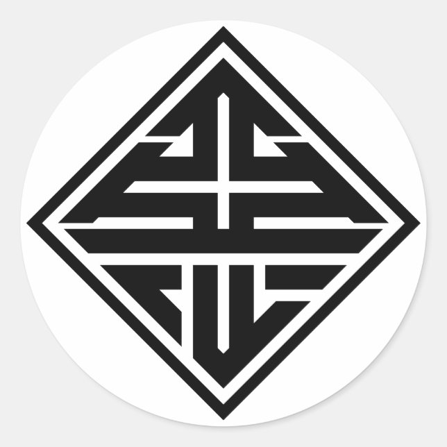 Adesivo Redondo kanji "悪" (Frente)