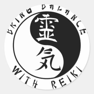 Adesivo Redondo Kanji de Yin Yang Reiki