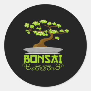 Adesivo Redondo Kanji Japonês Bonsai Tree