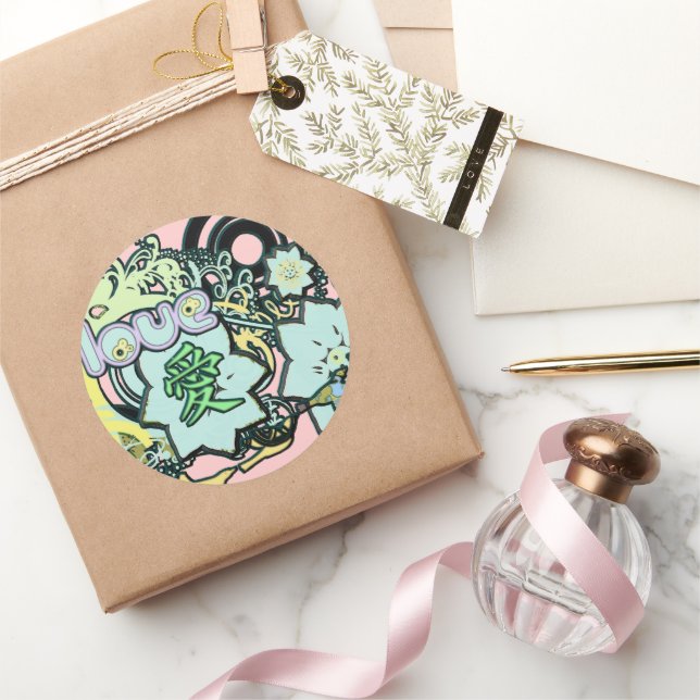 Adesivo Redondo Kanji para o Love Sticker (Presentear)