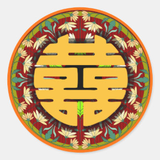 Adesivo Redondo Kanjiz dupla felicidade chinesa.