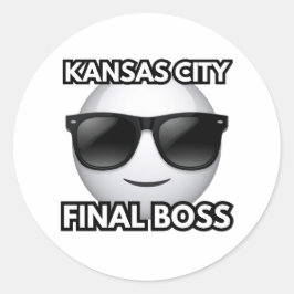 Adesivo Redondo Kansas City Final Boss Cool Emoji Sticker