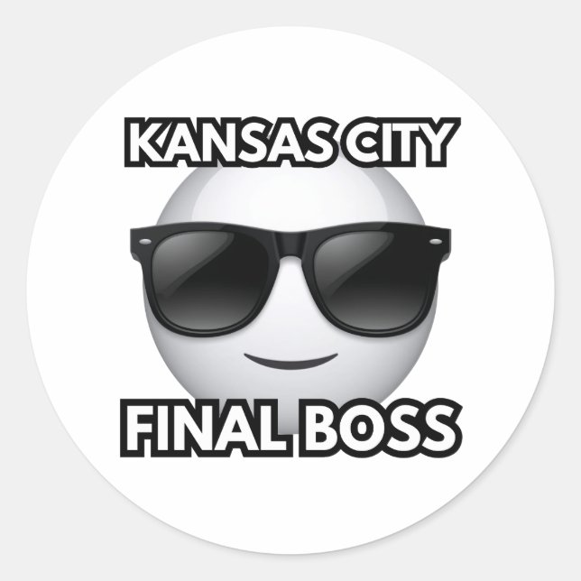 Adesivo Redondo Kansas City Final Boss Cool Emoji Sticker (Frente)
