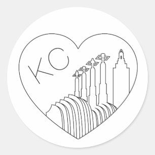 Adesivo Redondo Kansas City - linha minimalista coração da skyli