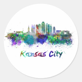 Adesivo Redondo Kansas City V2 skyline in watercolor