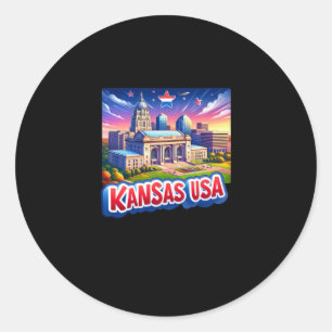 Adesivo Redondo Kansas In Usa Sticker