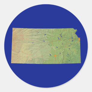 Adesivo Redondo Kansas Map Sticker