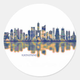 Adesivo Redondo Kaohsiung City Skyline