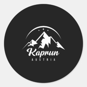 Adesivo Redondo Kaprun Áustria resort de esqui esquiando snowboard