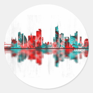 Adesivo Redondo Karachi Skyline Paquistão