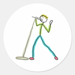 Adesivo Redondo Karaoke Cantando Stickman