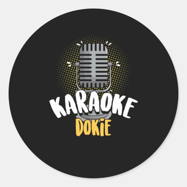 Adesivo Redondo Karaoke Dokie Singing Song Microphone Mic Gift (Frente)
