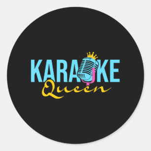 Adesivo Redondo Karaoke Queen Microphone Singing Music Lover