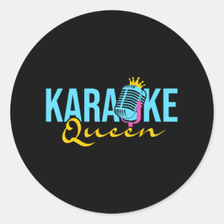 Adesivo Redondo Karaoke Queen Microphone Singing Music Lover
