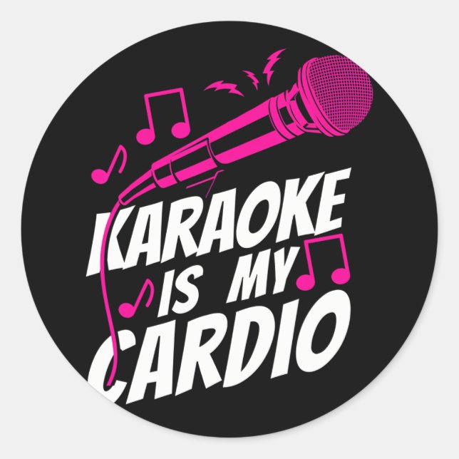 Adesivo Redondo Karaoke Singer Karaoke É Minha Cardio (Frente)