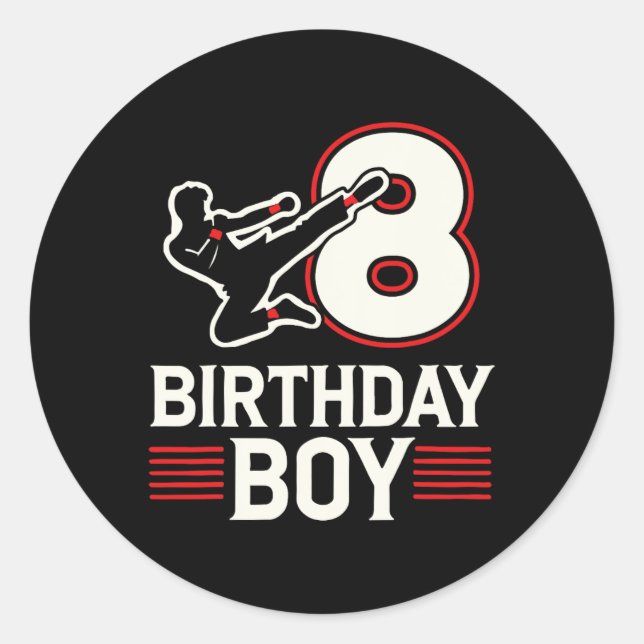 Adesivo Redondo Karate 8 Birthday Boy (Frente)