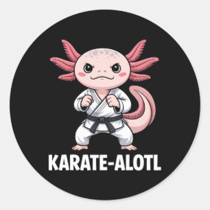Adesivo Redondo Karate-alotl Axolotl Karate Lover Artes Marciais