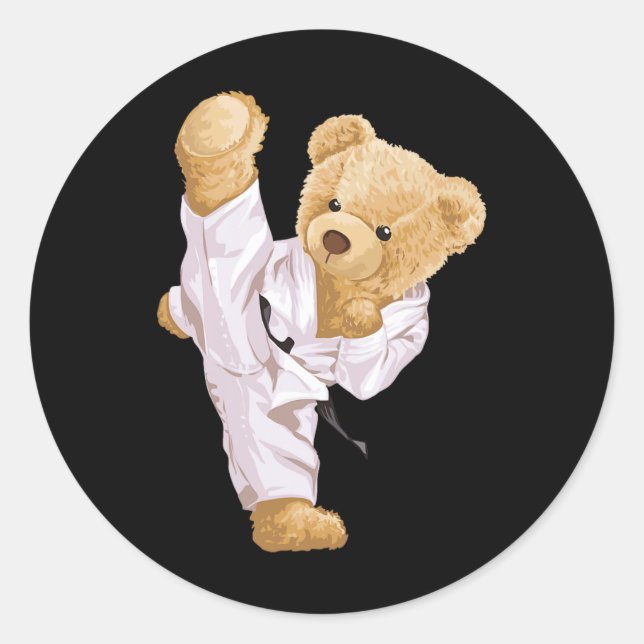Adesivo Redondo Karate Bear (Frente)