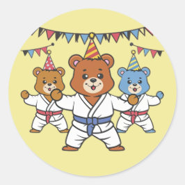 Adesivo Redondo Karate Birthday Round Sticker