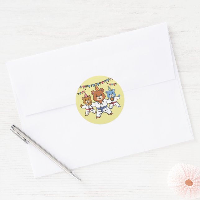 Adesivo Redondo Karate Birthday Round Sticker (Envelope)