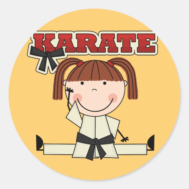 Adesivo Redondo KARATE - Brunette Girl T-shirts e presentes (Frente)