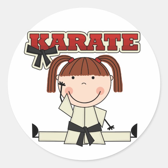 Adesivo Redondo KARATE - Brunette Girl T-shirts e presentes (Frente)