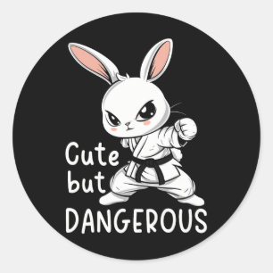 Adesivo Redondo Karate Bunny Cute Mas Artes Marciais Engraçadas Pe