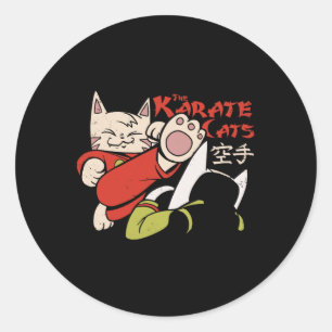 Adesivo Redondo Karate Cat Para Homens Crianças